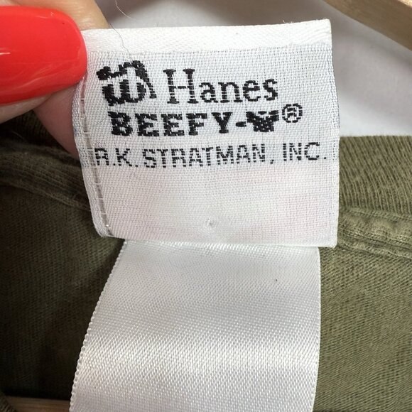 Harley Davidson Motorcycle T-Shirt Men Size Large Hanes Beefy T Green READ FLAWS - Picture 4 of 7